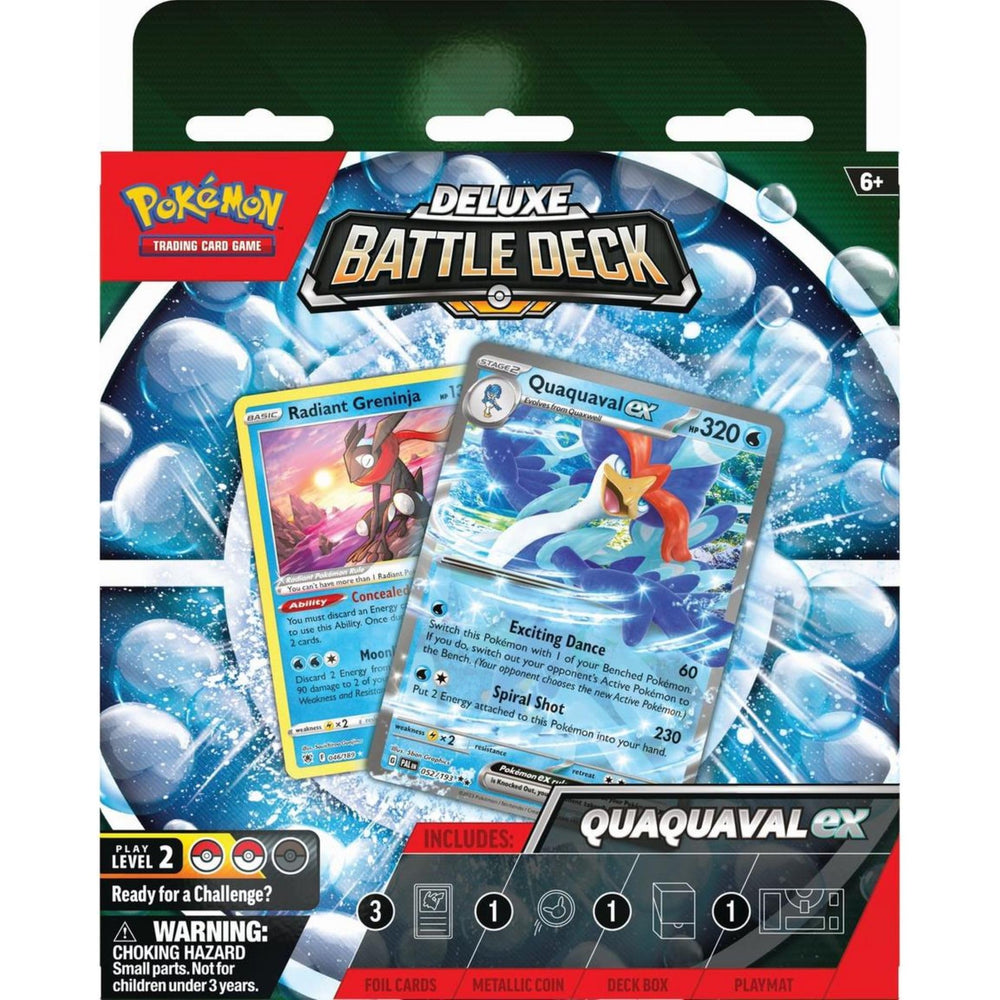Pokémon Quaquaval Deluxe Battle Deck cover, vivid art for quick identification and display.