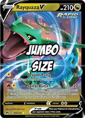 Pokémon Rayquaza V oversize card, display-ready collectible from Crown Zenith for fans and collectors.