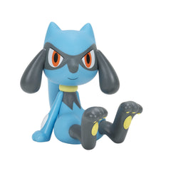 Pokémon Riolu 10cm figure side view, ideal for shelf display.