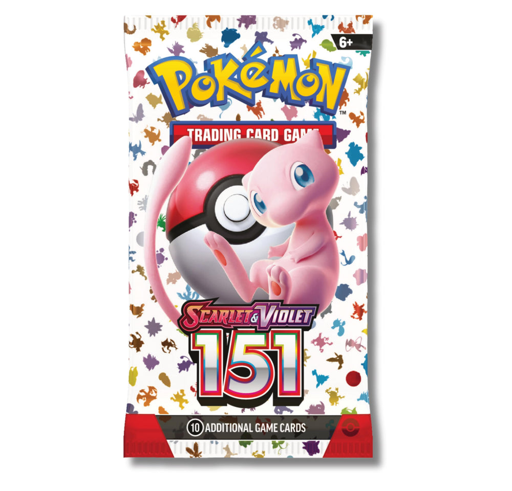 Pokémon Scarlet & Violet 151 booster pack back image; discover new strategies for battles.