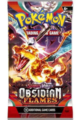 Pokemon Scarlet & Violet Obsidian Flames booster pack cover showing Charizard ex for collectors