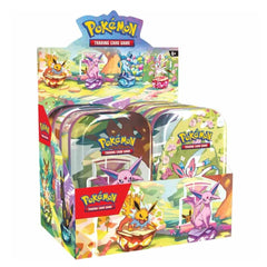 Pokemon Scarlet & Violet mini tin display with two booster packs for quick games.