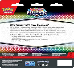 Pokemon Prismatic Evolutions sticker sheet provides extra customization options for personal setups and battles.