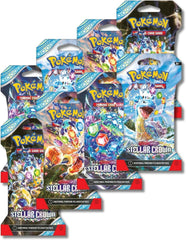 Pokémon Scarlet & Violet Stellar Crown booster contents with random cards, great for expanding your collection.