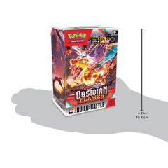 Pokémon SV03 Obsidian Flames four packs arranged for gameplay and collection.