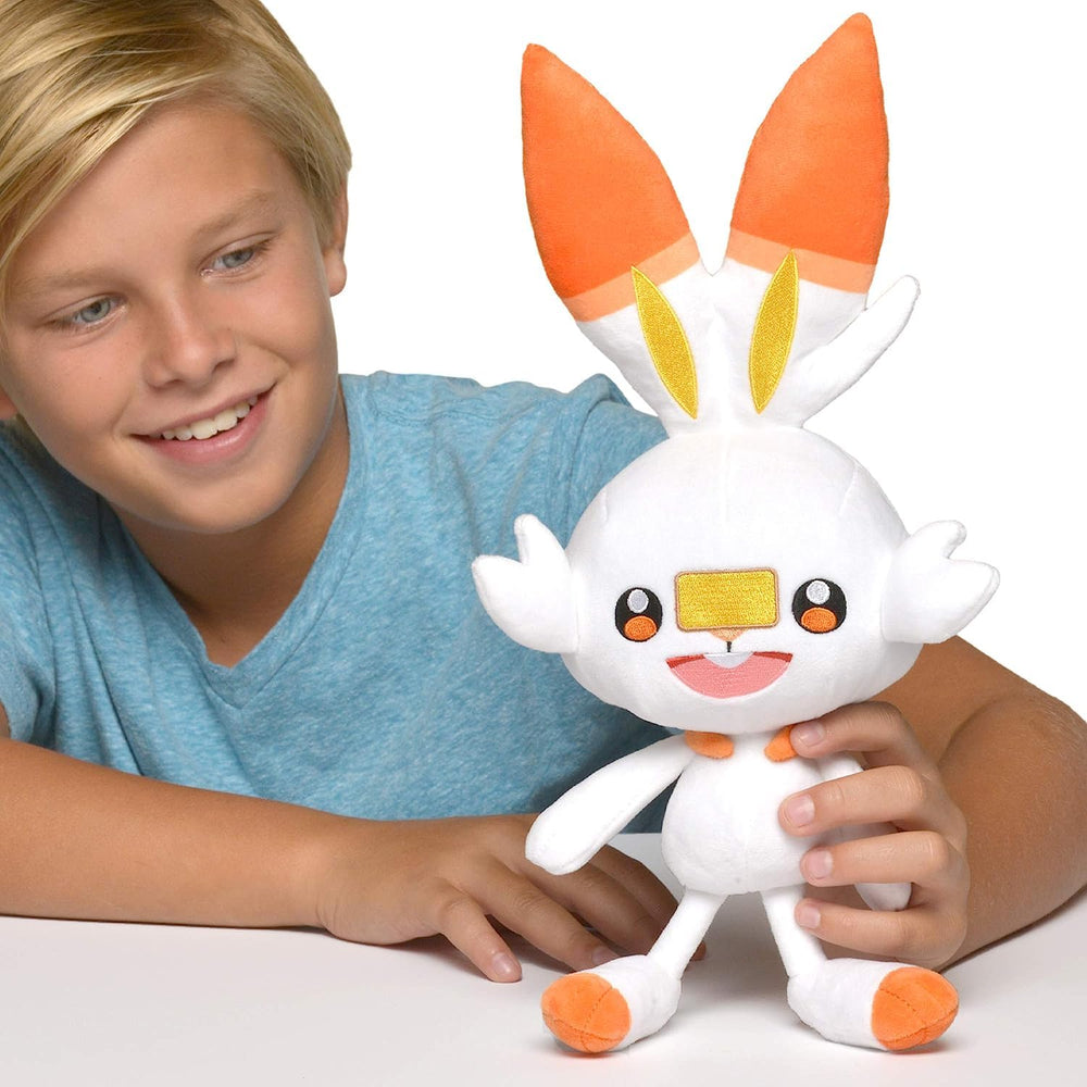 Pokémon Scorbunny plush 8-inch packaging box view, ideal gift presentation
