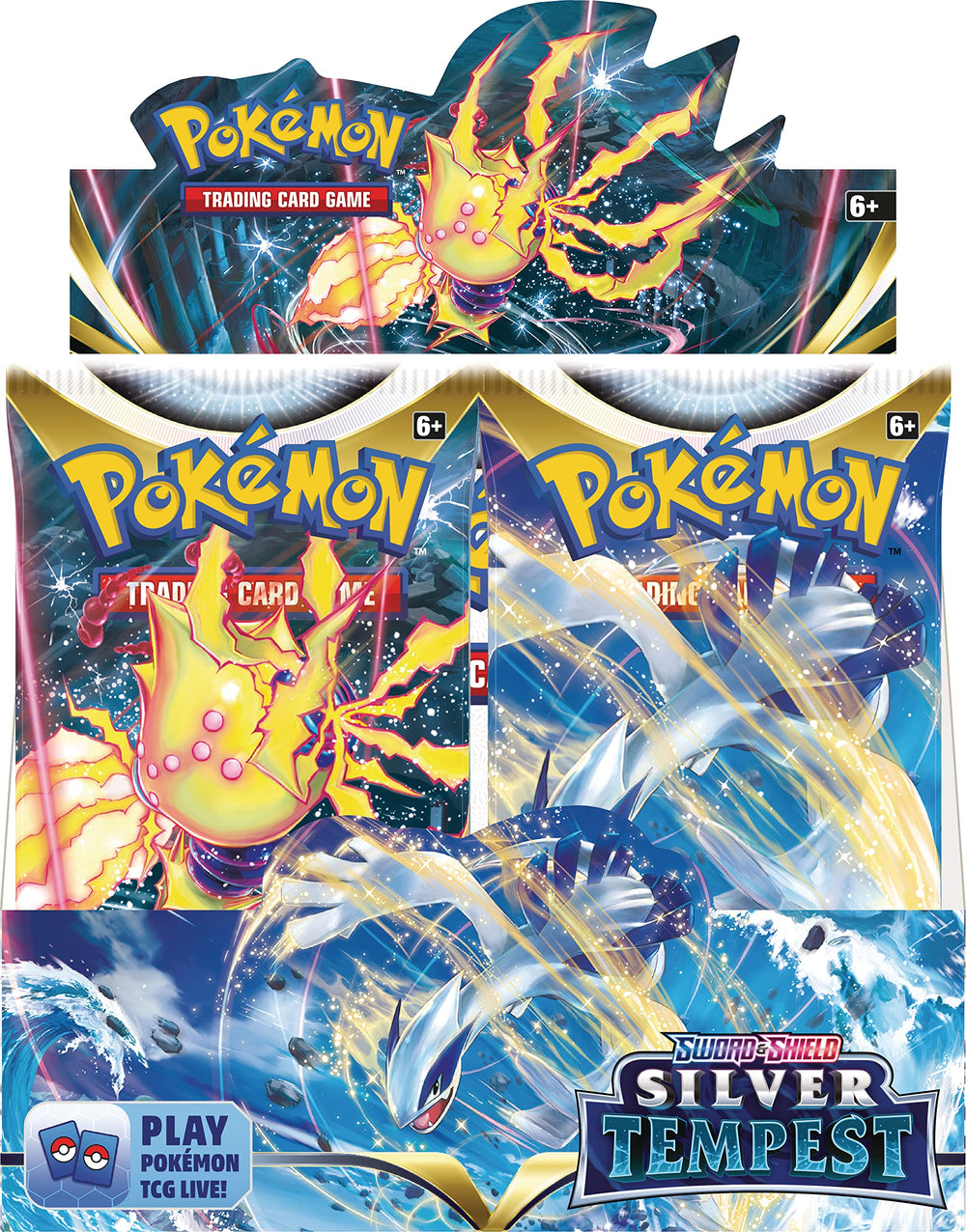Pokemon Silver Tempest booster display box top view highlighting value for fans.