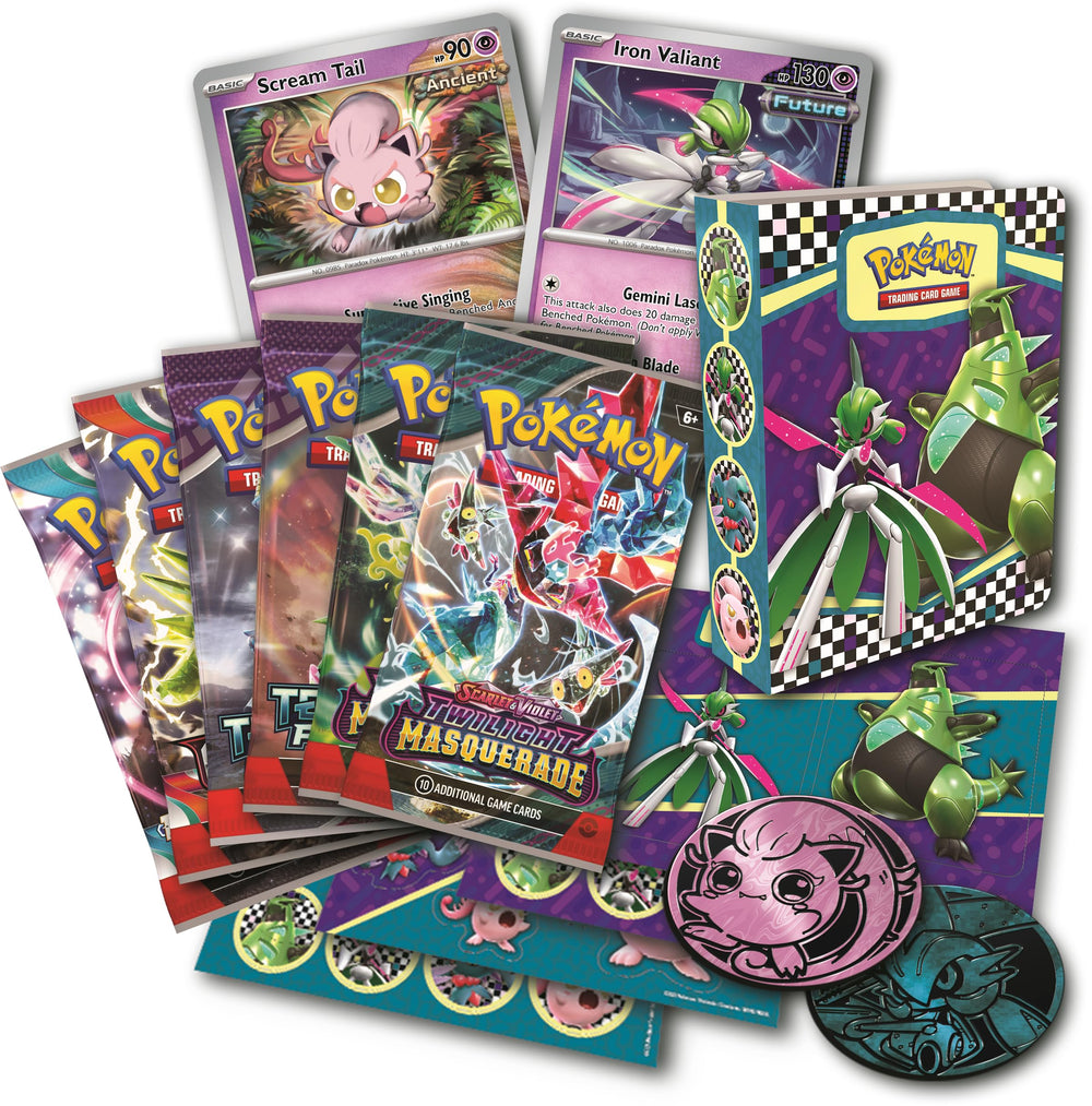 Pokémon TCG Collector Chest sticker sheets and mini portfolio for organizing favorites.