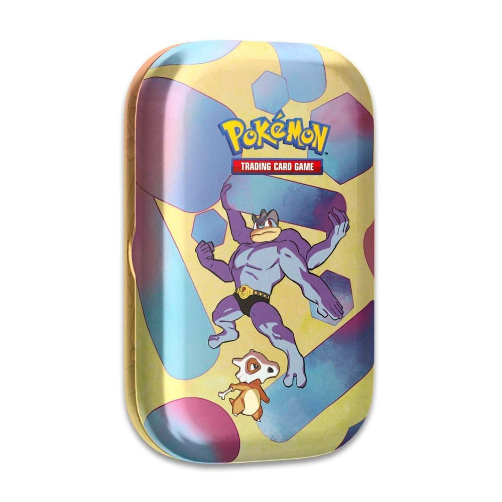Pokémon TCG 151 Mini Tin booster packs featuring Machamp and Cubone for new card collection