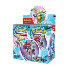Pokemon TCG Scarlet & Violet Journey Together booster display shows 36 packs for diverse deck-building