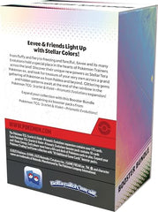 Pokemon TCG Scarlet & Violet Prismatic Evolutions glitter rainbow pattern photo, eye-catching for shelves.