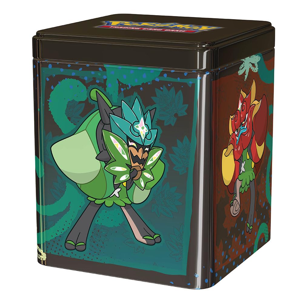 Sturdy tin front view demonstrates compact, portable storage