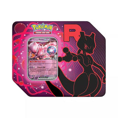 Pokémon Team Rocket collector tin with exclusive art and secure card storage.