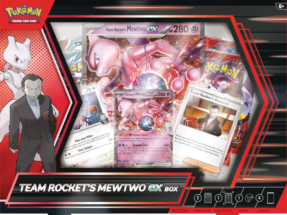 Pokemon Team Rocket’s Mewtwo ex foil promo card for collectors.