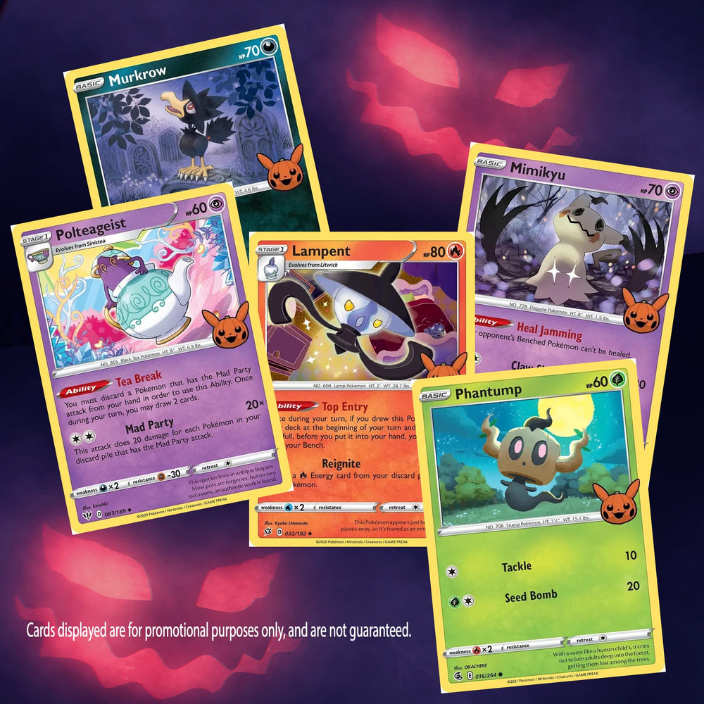 Pokémon Trick or Trade Halloween booster bundle three-card mini pack features colorful collectible cards