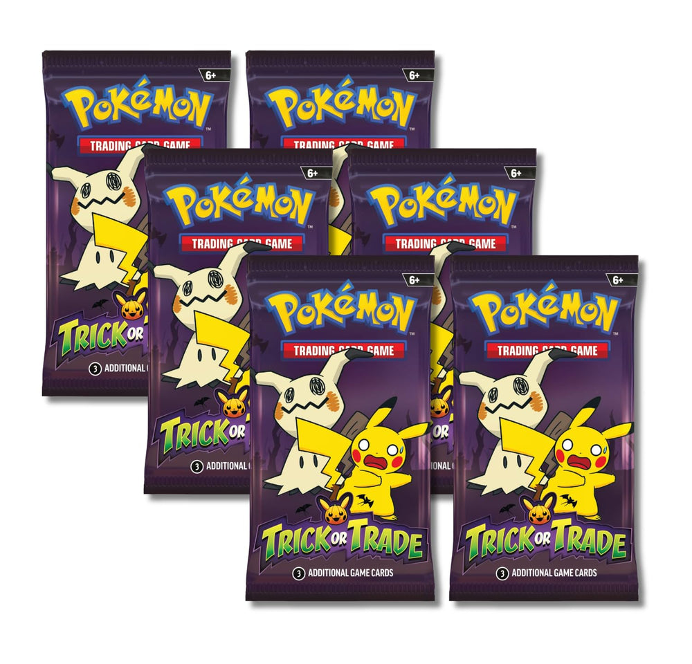 Pokemon Trick or Trade Mimikyu-Pikachu booster pack with collectible cards for battles and collection.