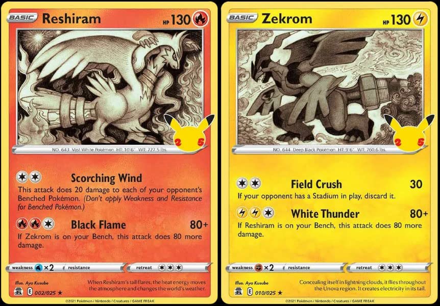 Pokemon Zekrom & Reshiram legendary holo foil cards for display, collection, and potential value