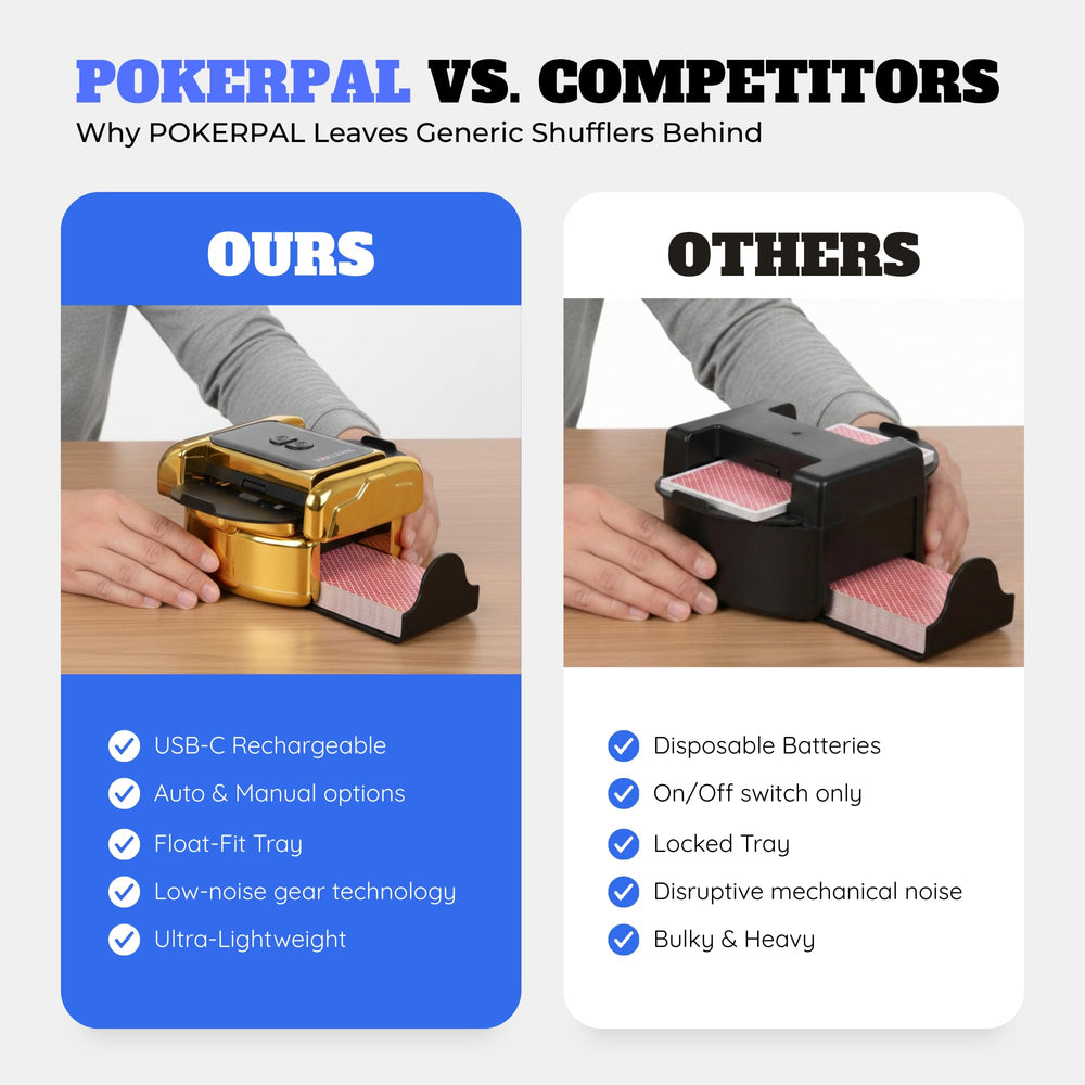 POKERPAL 1-2 deck compatibility demonstrated with neatly shuffled cards.
