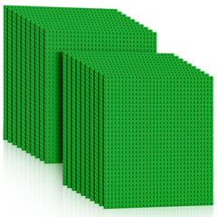 Pokiiulk classic green 10x10 baseplates provide a sturdy brick-building base.