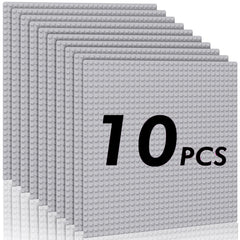 Pokiiulk classic baseplates pack 10 in 10x10 grey for versatile brick building