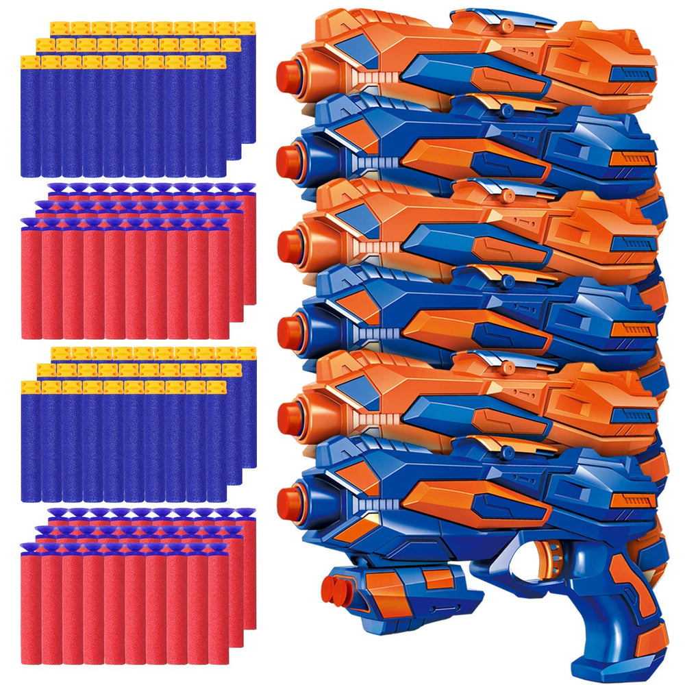 POKONBOY 6-pack blaster guns for kids' outdoor play with safe design.