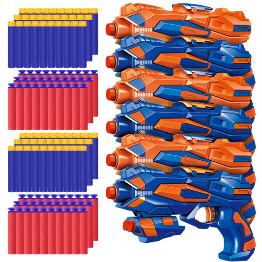 POKONBOY 6-pack blaster guns for kids' outdoor play with safe design.