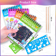 Pokonboy scratch art notes kit showing 24 notebooks with colorful scratch pages.