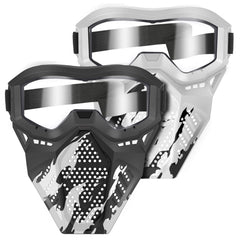 POKONBOY tactical mask in white with goggles for safe Nerf play.