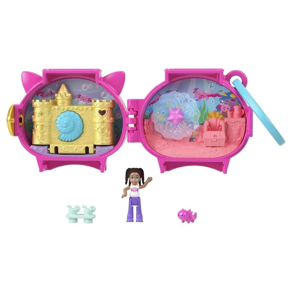 Polly Pocket Ajolotl Compact exterior sparks portable imaginative play.