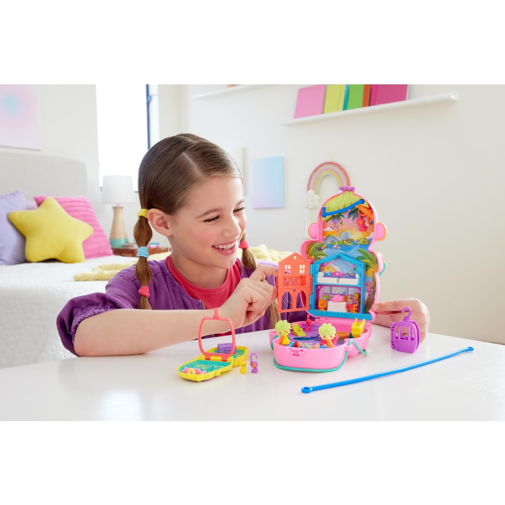 Polly Pocket baby monkey compact featuring two micro dolls for imaginative play.