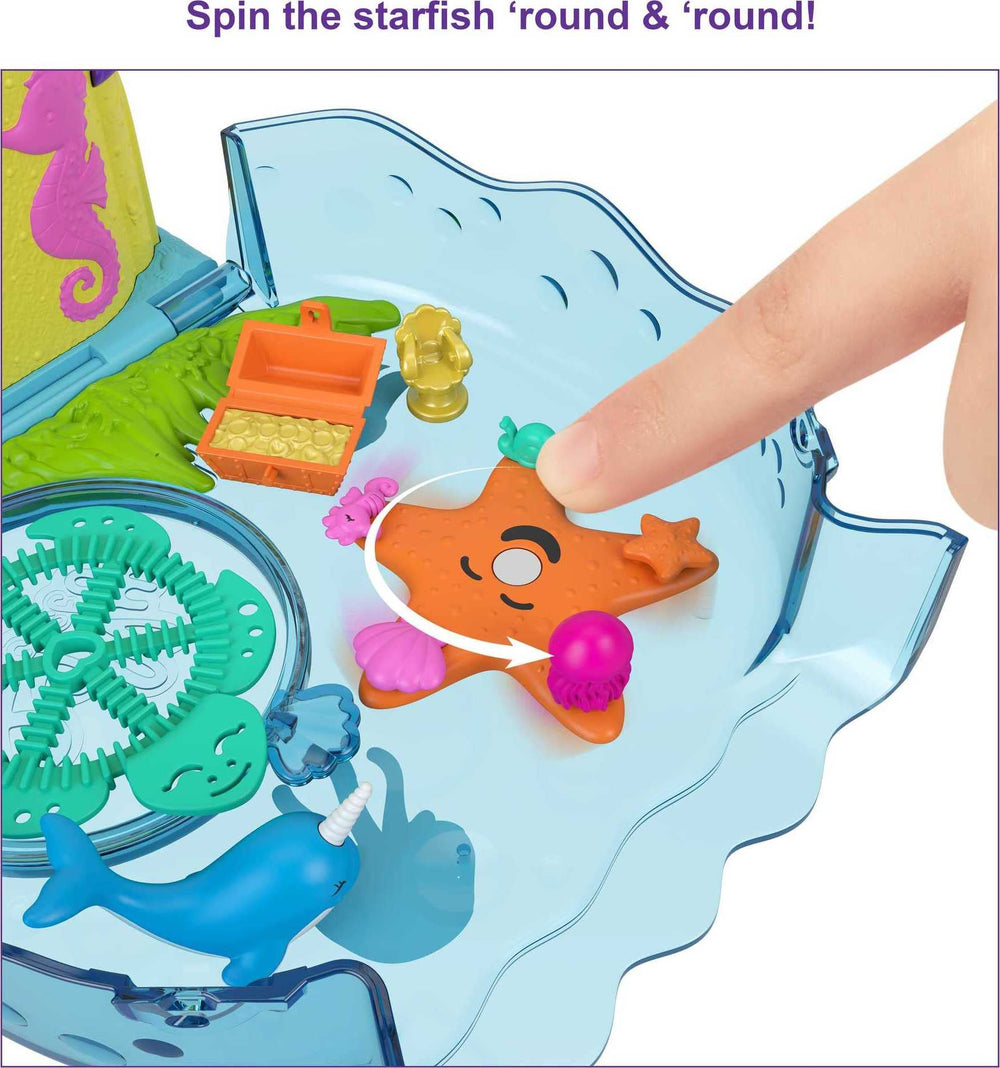 Polly Pocket Bubble Aquarium mermaid doll captivates with twinkling colors and imaginative adventures
