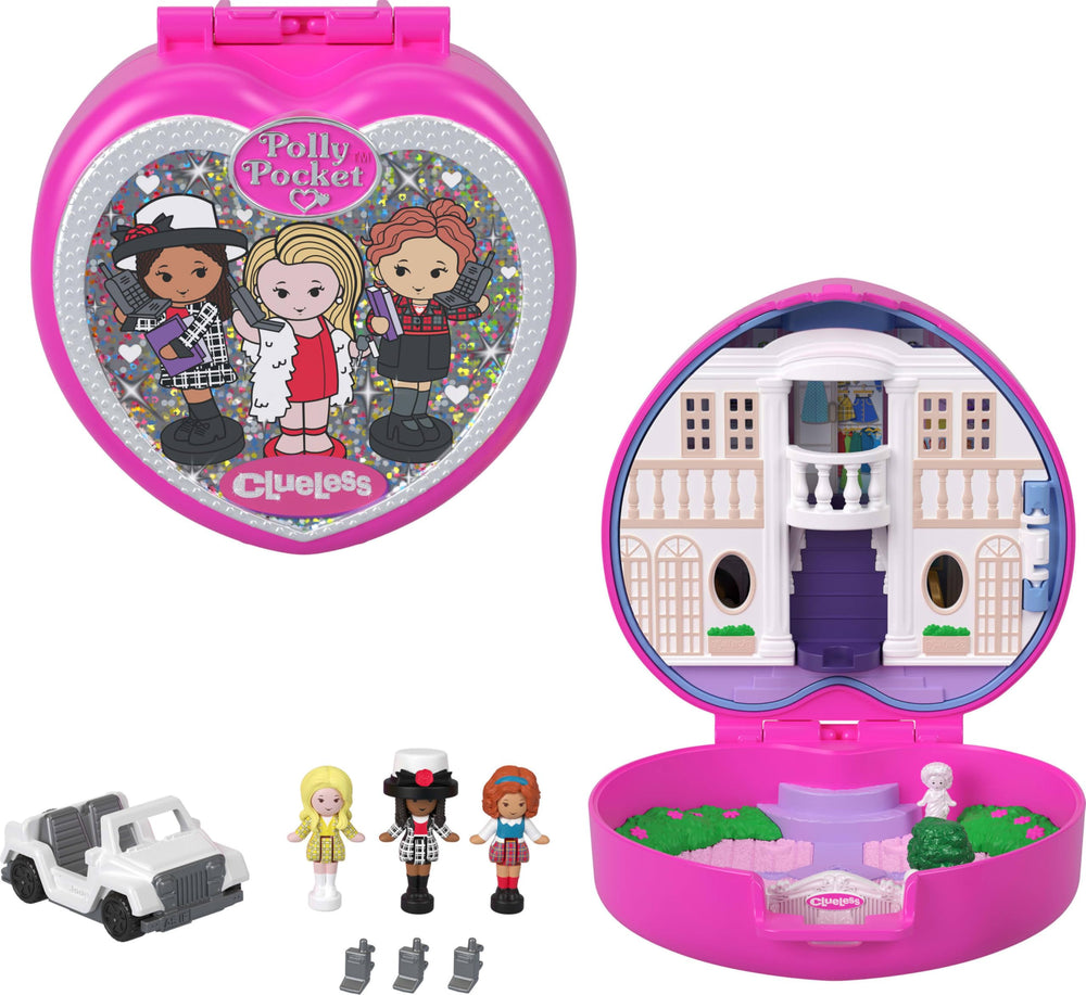 Polly Pocket Clueless Collector Compact heart portrait inspires imaginative play with iconic characters.