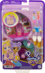 Polly Pocket flip-table reveals snacks for cafe and picnic play.