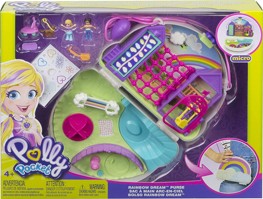 Polly Pocket Rainbow Dream merry-go-round spin for gentle rotational play.