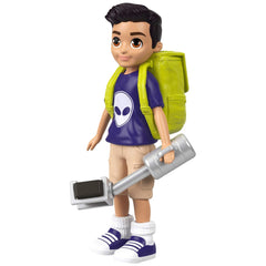 Polly Pocket Nicholas Wells active pose doll ready for on-the-go reporting.
