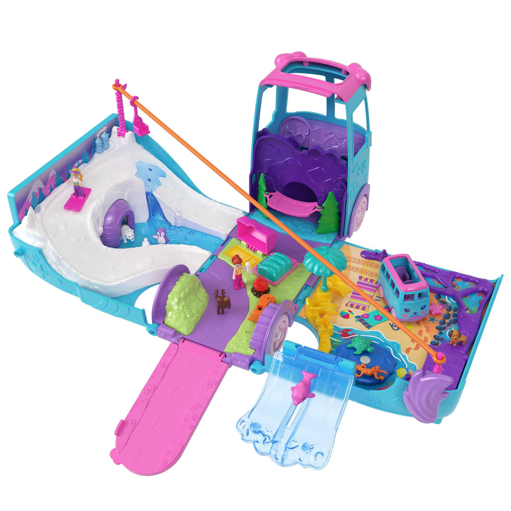 Polly Pocket pool scene with dolphin and turtle invites sunny pretend play.