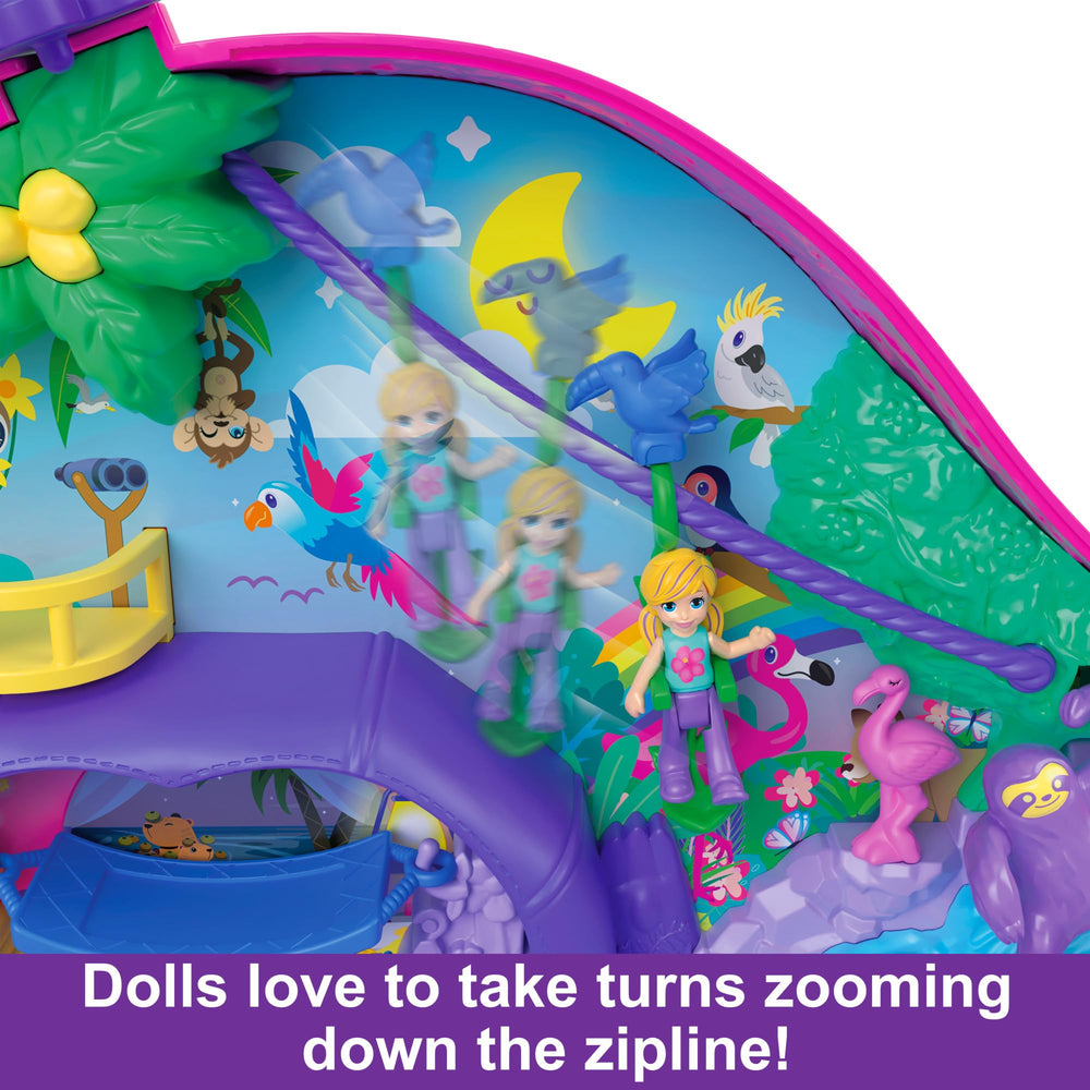 Polly Pocket Sloth 2-in-1 Purse Compact hidden beach offers banana picking and boat rides