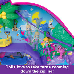 Polly Pocket Sloth 2-in-1 Purse Compact hidden beach offers banana picking and boat rides