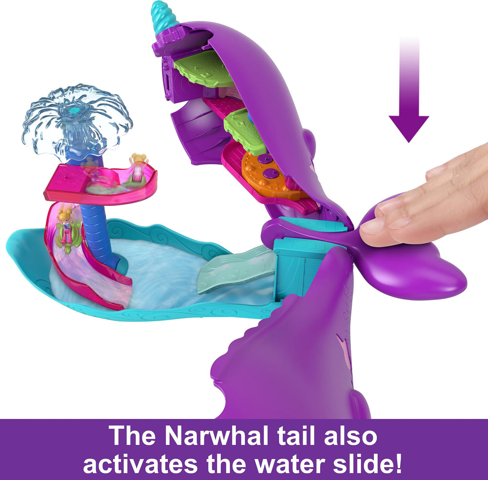 Polly Pocket Sparkle Cove Narwhal Boat elevator access to dining and cabins for smooth storytelling
