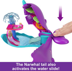 Polly Pocket Sparkle Cove Narwhal Boat elevator access to dining and cabins for smooth storytelling