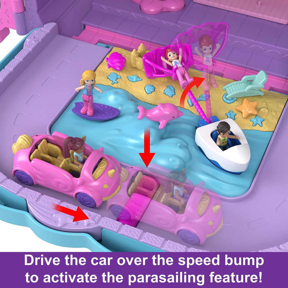 Polly Pocket speed bumps activate parasailing for dynamic mini adventures.
