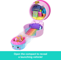 Polly Pocket Tiny Take Out Reveal layer-cake compact unlocks sweet, colorful play scenes.