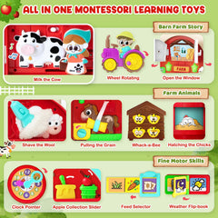 Polokping farm barn toy open close panels support problem solving and cause-effect learning.