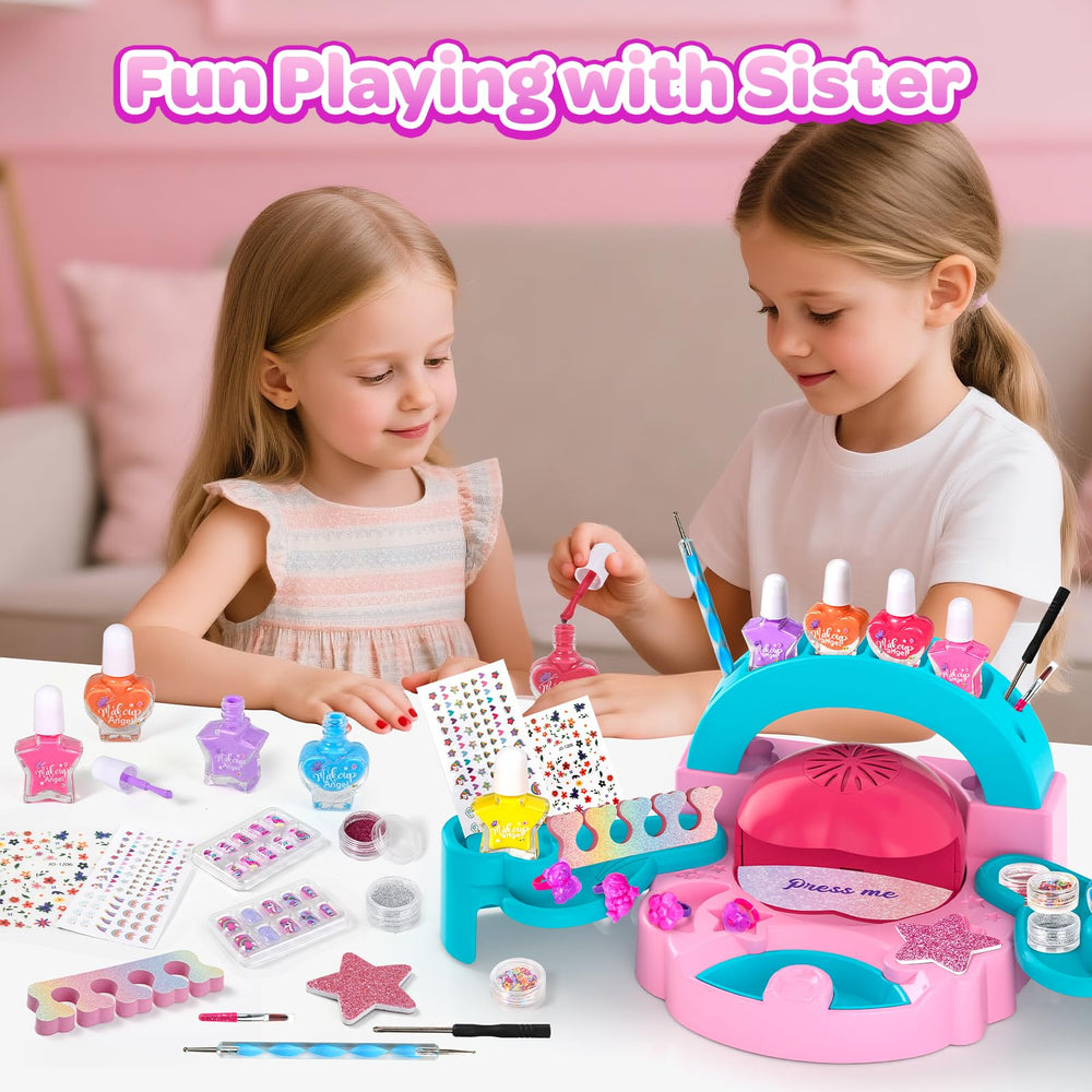 Polokping nail dryer in action speeds safe, room-temperature polish drying.