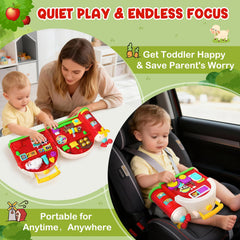 Polokping portable busy board with handle is great for travel and quiet play.