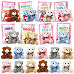 Polokping Valentines bears 24-pack in four colors for classroom exchanges and gifts.