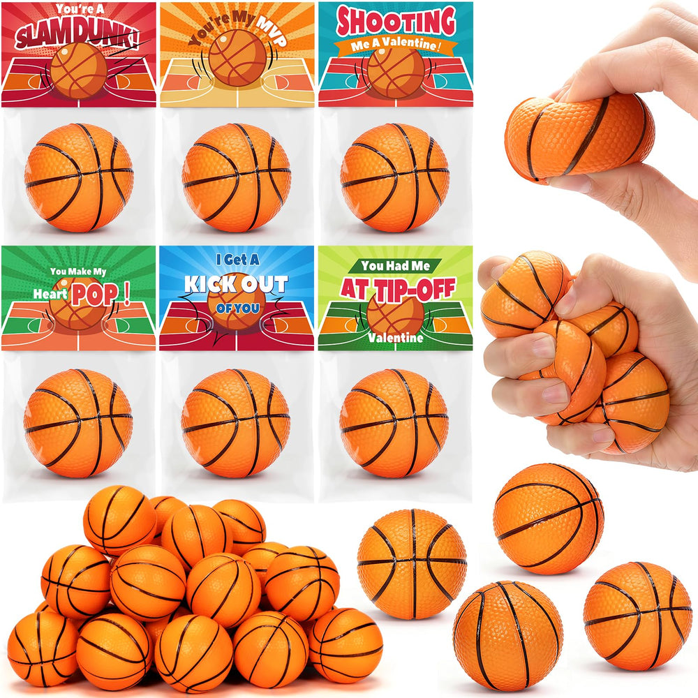 Polokping Valentines card with basketball motif for classroom exchanges and joyful play