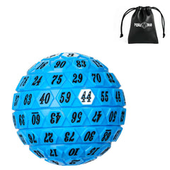 Poludie 100‑sided dice in blue with black numbers, ideal for RPG sessions.
