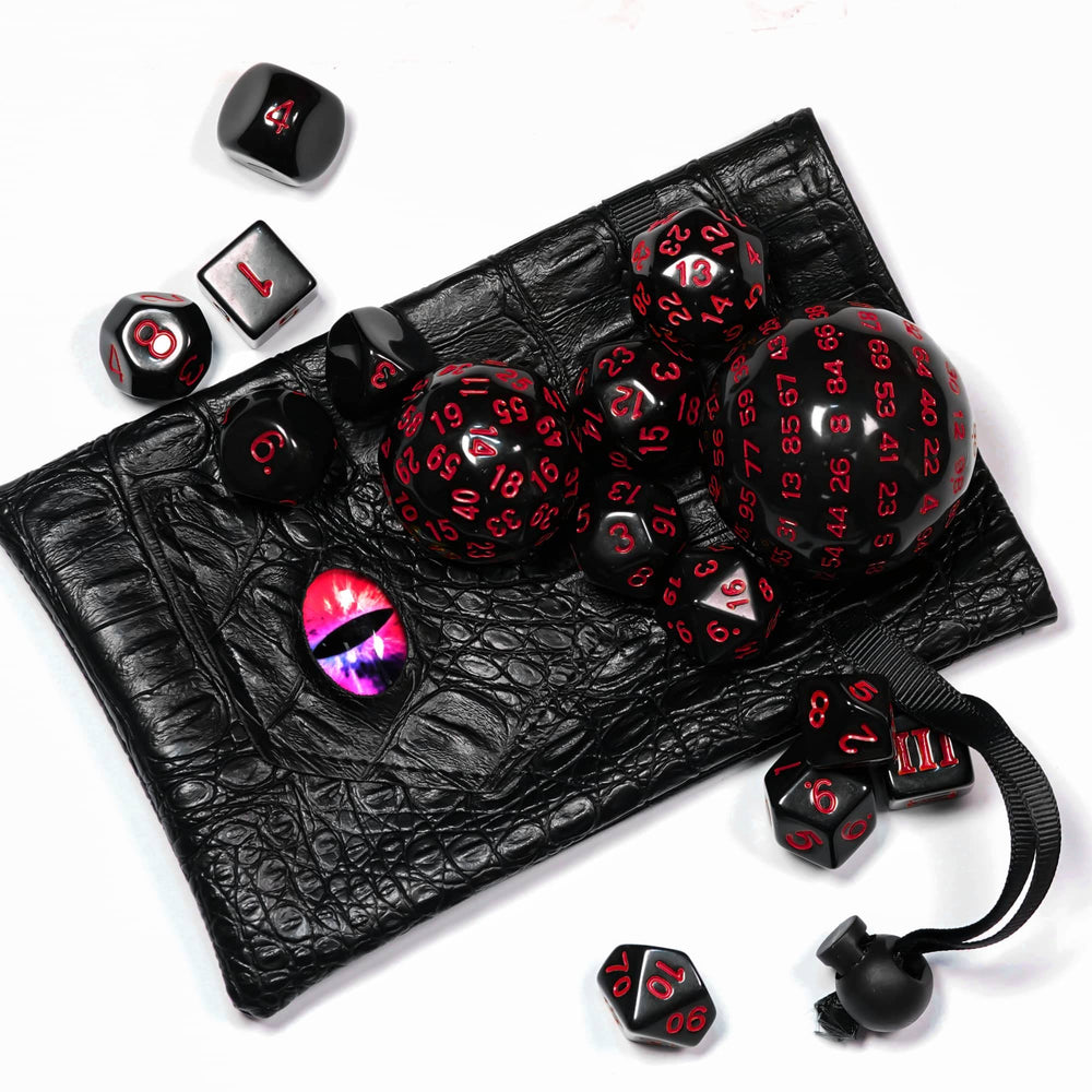 Poludie 15-piece DND dice set displayed together.