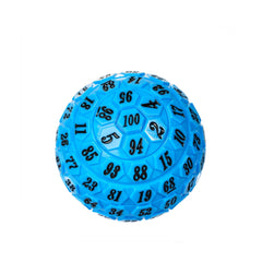 Poludie blue D100 in play during fantasy adventures.